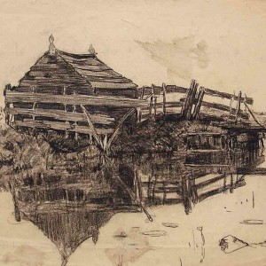 Farm Landscape Drawing Jan Sirks