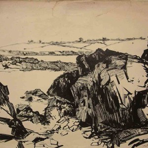 France Coastal Landscape Drawing Jan Sirks