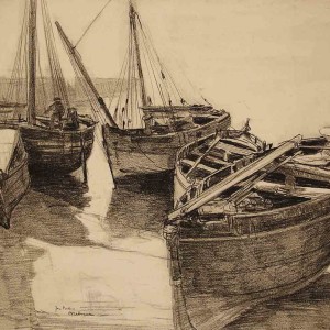 France Harbour Drawing Jan Sirks