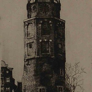 Amsterdam Montelbaan Tower Etching Jan Sirks