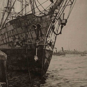 Rotterdam Sailing Ship Etching Jan Sirks