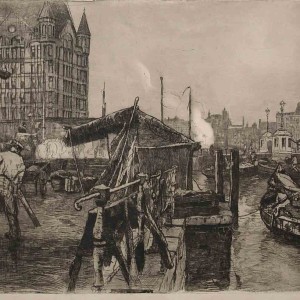 Rotterdam White House Stall etching by Jan Sirks