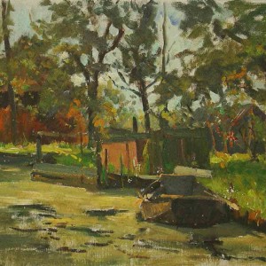 Landscape Study with Row-boat Painting Jan Sirks
