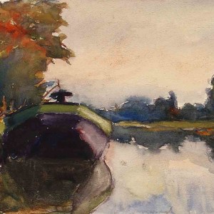 Landscape With Barge Watercolour Jan Sirks