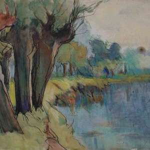 Landscape with Trees Water Colour & Ink Jan Sirks