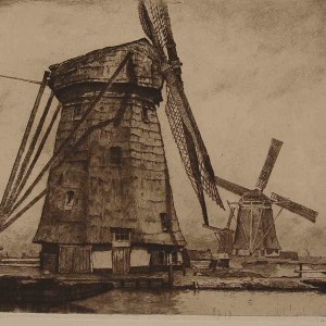 Windmill Schieveen Etching Jan Sirks