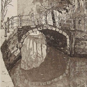 Etching of Delft canal by Jan Sirks