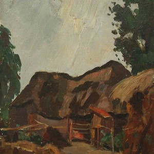Painting of farm by Jan Sirks