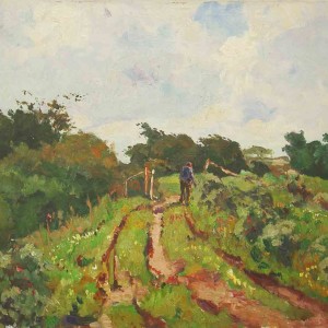 Painting farm landscape by jan sirks