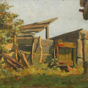 painting of farm landscape by jan sirks