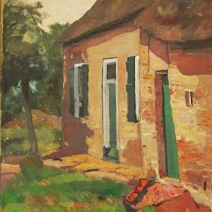 Painting study of farm by Jan Sirks
