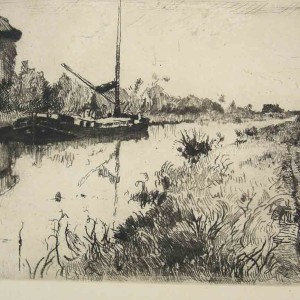 Etching Reeuwijk river view by Jan Sirks