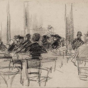 drawing of restaurant interior by Jan Sirks