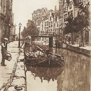 Etching of Rotterdam Delft canal by Jan Sirks