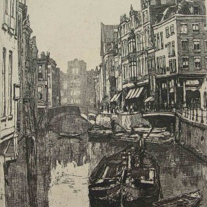 Etching of Rotterdam Steiger by Jan Sirks