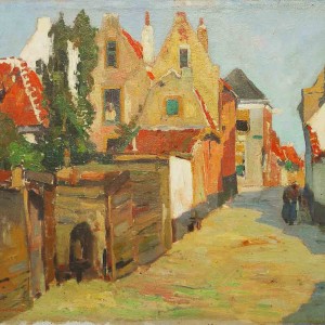 Painting of street in Brielle by Jan Sirks