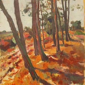 Oil painting of trees in Brabant by Jan Sirks