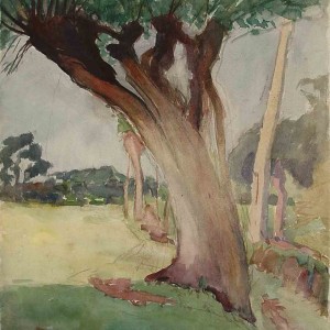 Watercolour painting with trees by Jan Sirks