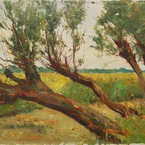 Painting of willow trees by Jan Sirks
